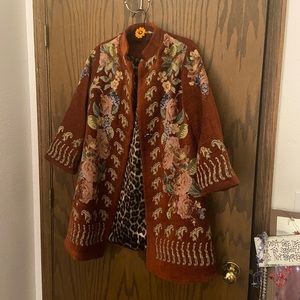 Coat of many colors! Beautiful jacquard jacket. Small. Soft Surroundings brand.